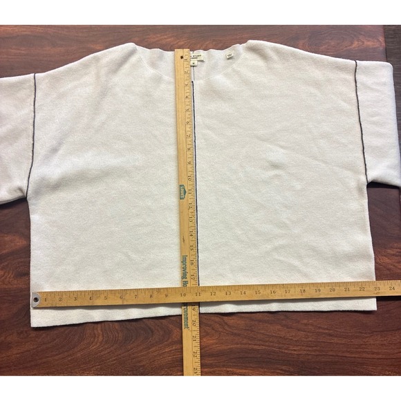 Max Studio London Knit Top Women Size M Ivory Excellent Contrast Seam 4706795 - Picture 5 of 8